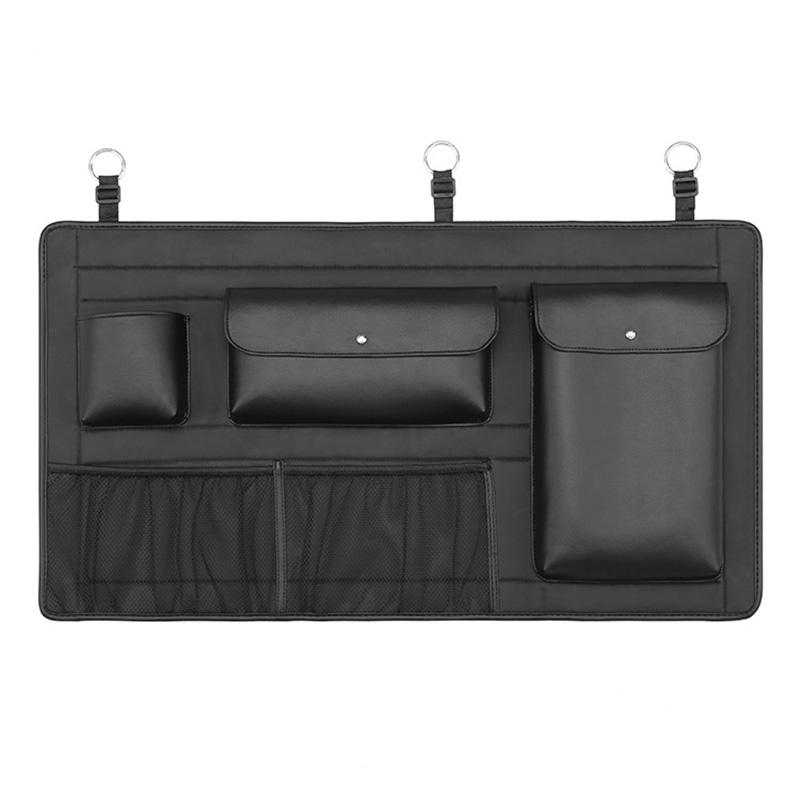 Car Trunk Organizer For SUV Leather Auto Seat Back Hanging Storage Bag Bottle Water Cup Tools fire Net Pockets Holder Travel Bag