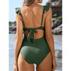 CHARMLEAKS Damen Einteiler Badeanzug mit Rüschen und Cut-Outs, Riemchen-Monokini, Bademode, Badeanzüge