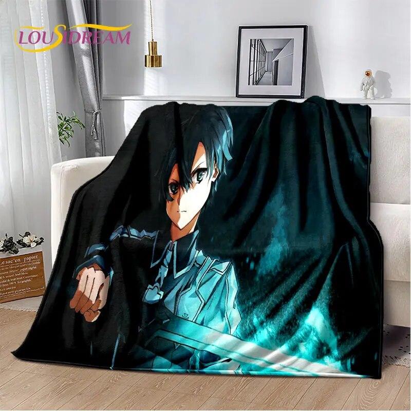 Sword Art Online SAO Anime Cartoon Soft Plush Blanket,Flannel Blanket Throw Blanket for Living Room Bedroom Bed Sofa Picnic Kids