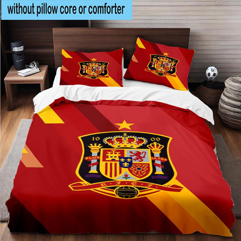 3pcs Spain's Royal Emblem Printed Bedding Set Duvet Cover Closure Includes 1 Duvet Cover & 2 Pillowcases Bedding Sets Home Decor Gifts