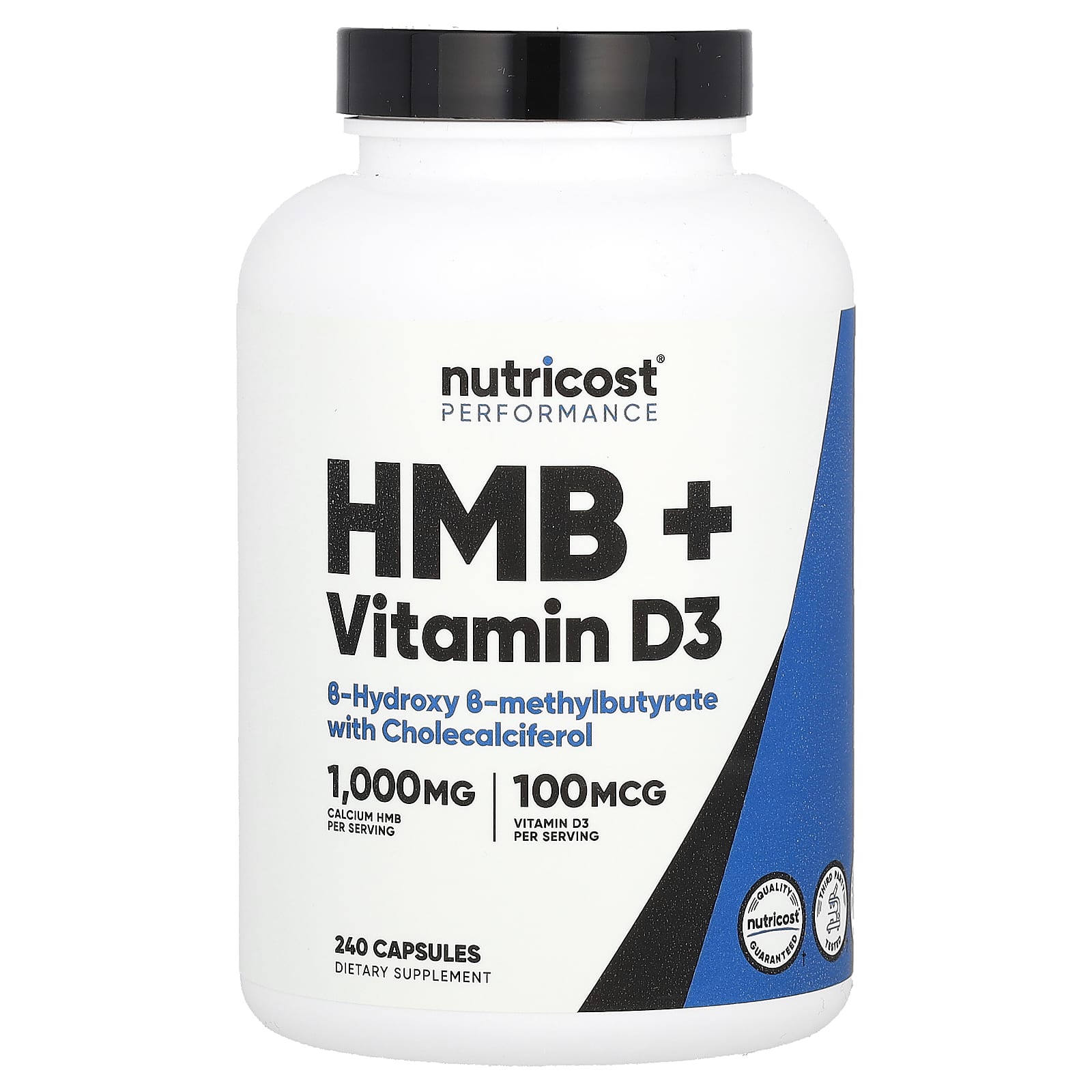 

Nutricost, спортивні показники, HMB + вітамін D3, 240 капсул