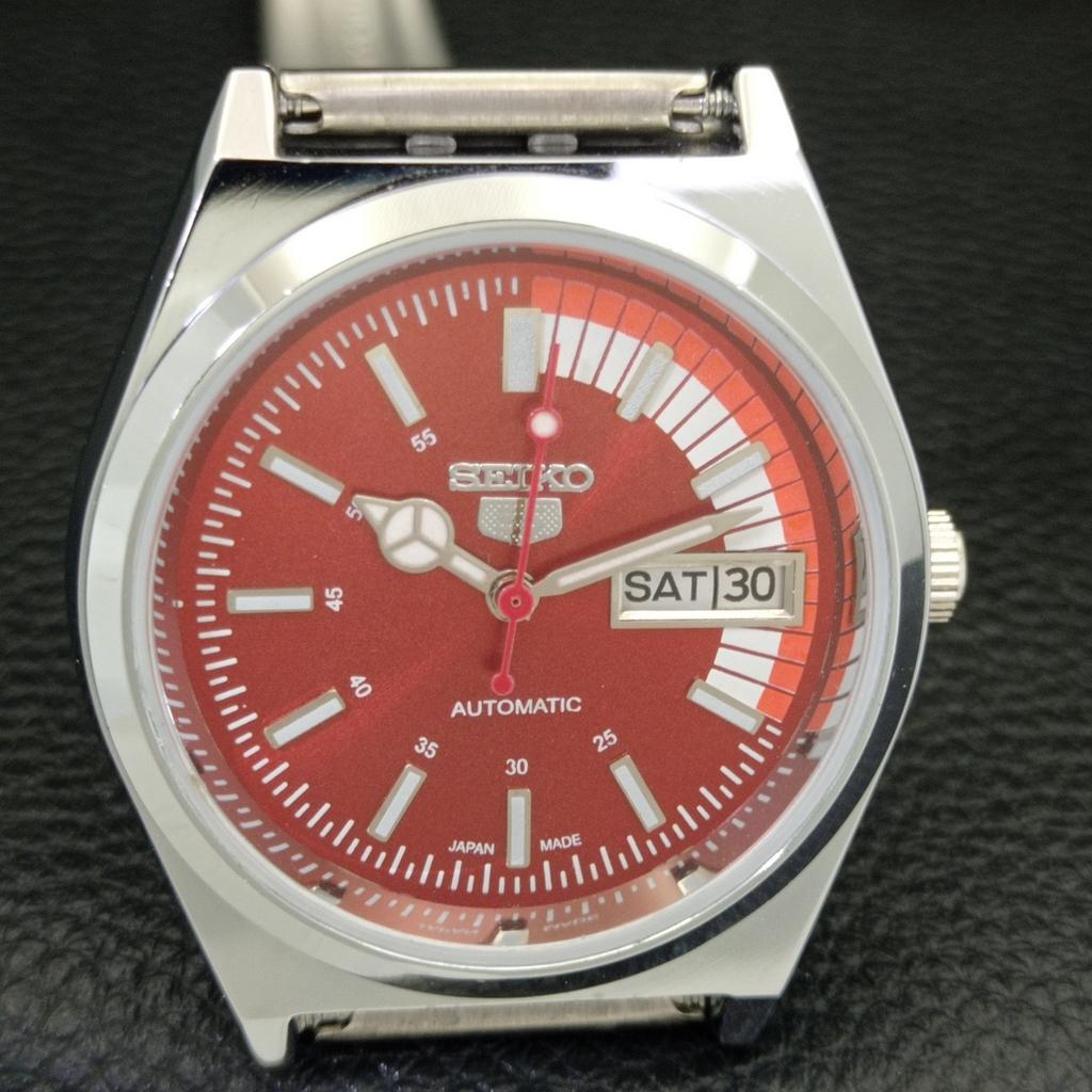 AUTOMATIC VINTAGE REFURBISHED SEIKO 5 6309A JAPAN MENS RED DIAL WATCH a440882-4