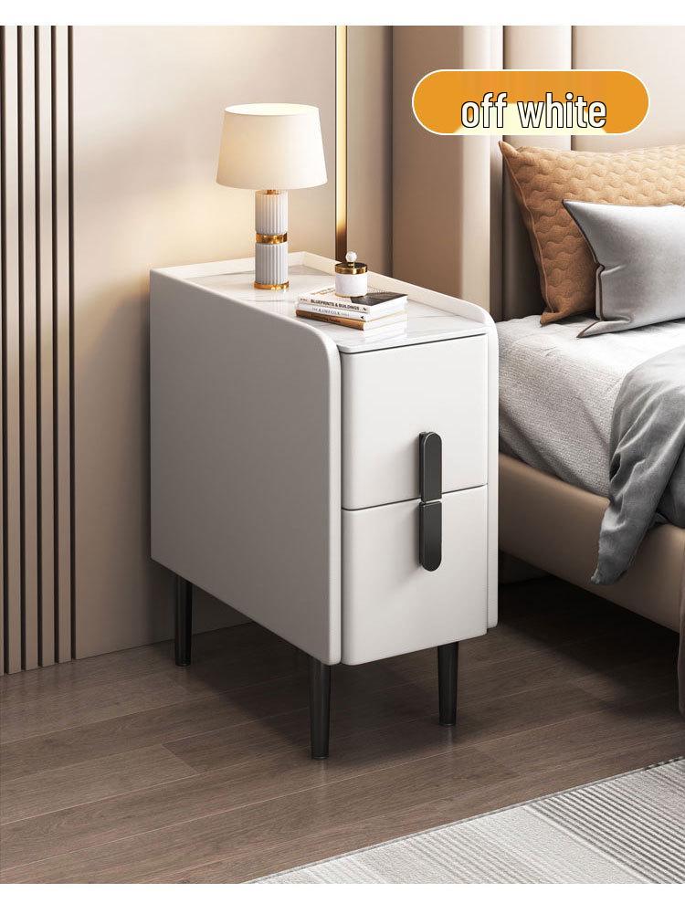 Solid Wood Light Luxury Ultra-Narrow Bedside Cabinet, 20cm Wide, Multi-Layer, Fully Assembled for Small Spaces