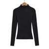 Women's Mock Neck Long Sleeve Slim Fit Top Stretch Solid Color Basic T Shirt