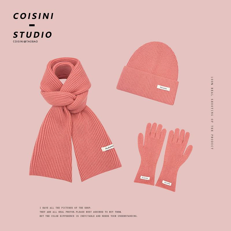 Season fashion new literary and retro knitted wool scarf three-piece set women's warm and cold neck scarf men