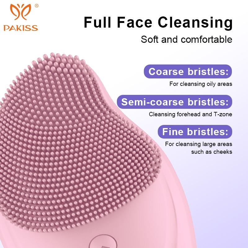 PAKISS Waterproof Rechargeable Facial Cleansing Brush - Portable Skincare Gadget for Daily Face Scrub & Gentle Exfoliating