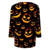 Damen Halloween Print V-Ausschnitt 3/4 Ärmel Lässiges Oberteil Leichter Weicher Stoff Lockere Passform Pulloverhemd für Saisonale Kleidung