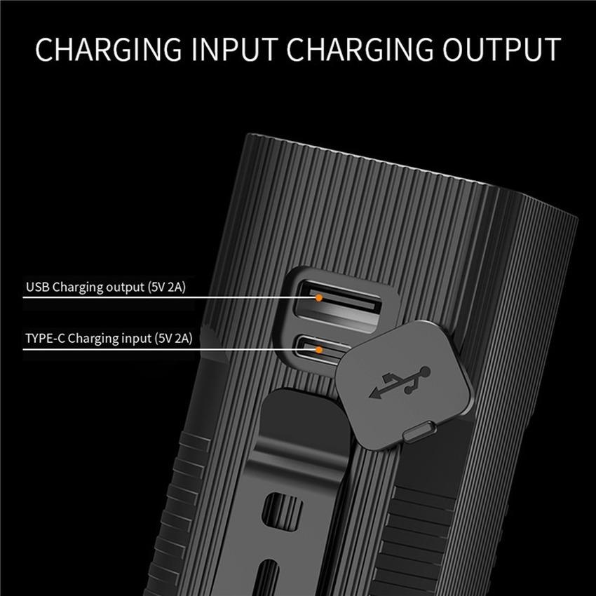 4*XHP50 Led Flashlight Tactial Super Bright Rechargeable Torch 10400mah Power Bank For Hiking Camping Tourism Outdoor Portable