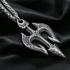 1/316L Stainless Steel Poseidon Trident Necklace for Men Women Greek Mythology Norse Pendant Amulet Jewelry Retro Style