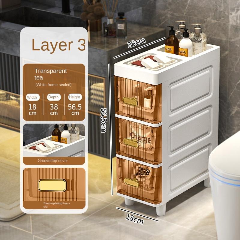 Lumină vizibilă transparentă Dulapuri de baie cusute de lux Mobilier de casă Dulap îngust de baie Dulapuri de depozitare montate pe podea