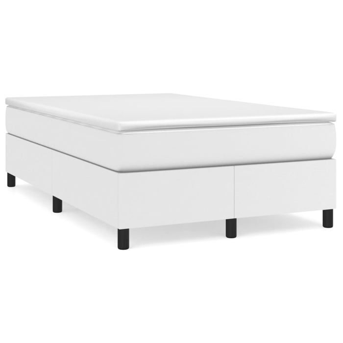 Cadre de lit avec matelas - Maison Exclusive - Similicuir blanc - 120 x 190 cm - Matelas ressorts ensachés ferme