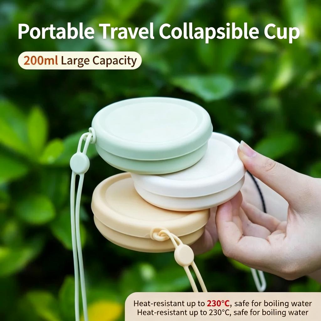 Ins Style Collapsible Silicone Water Cup, Portable Foldable Travel Mug for Camping & Washing