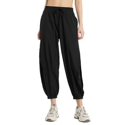 MORGEN SKY Women's Jogger Pants, Sweatpants, Sportswear, Jersey Underwear, Breathable, Quick-Drying, Loose Fit, Mesh, Summer, Thin, YK010 (XL, Black)