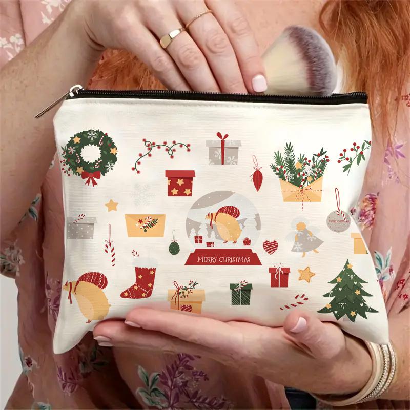 Eine frohe Weihnachten Feiertag Cartoon Kosmetiktasche - Multifunktionale Reißverschlusstasche, Schmuckaufbewahrungstasche, Perfekter Reise-Reißverschluss Kleine Aufbewahrung