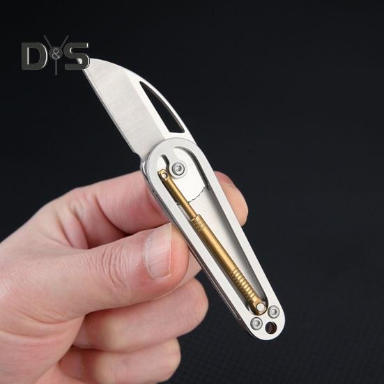 Stainless Steel Folding Cutter Heavy Duty Sharp Blade Pocket Size Cutter Packaging Mailing Box Opening Mini Portable Collapsible Cutting Tools