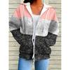 Felpa con cappuccio e cerniera da donna, stampa 3D, maniche lunghe, stile sportivo casual