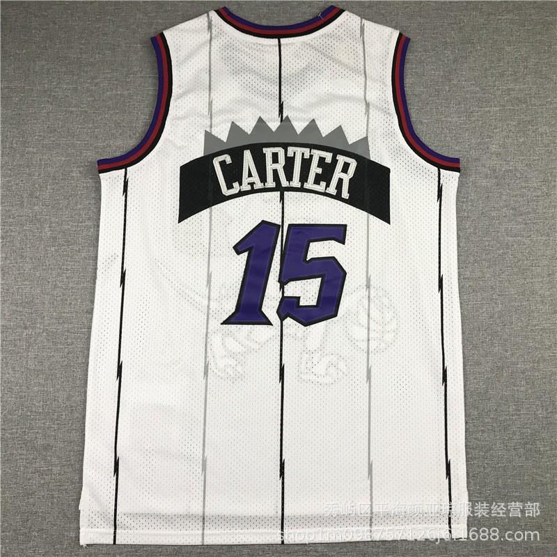 Pánský basketbalový dres Toronto Raptors 15 Vince Carter s výšivkou - Výkonnostní tričko z bambusových uhlíkových vláken
