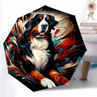 1pc Dogs Abstract Auto Folding Umbrella, Sturdy And Durable Automatic Folding Umbrella with 8 Ribs, Convenient for Outdoor Use065