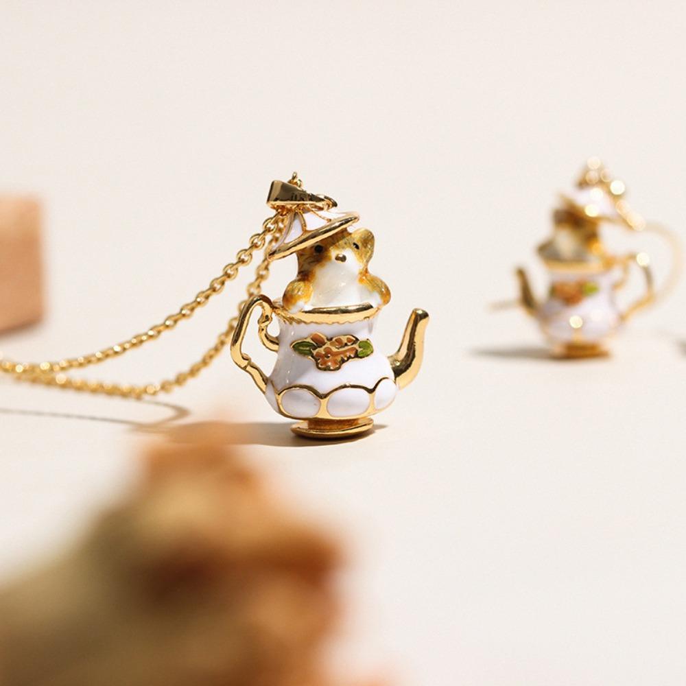 

Cartoon Enamel Mouse Dangle Earring Cute Enamel Glaze Jewelry Set Party Necklace