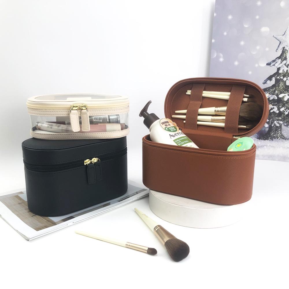 Double-Layer Makeup Bag: Mother-Child Transparent Travel Wash Bag with Wet/Dry Separation