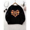 Kids Crewneck Sweatshirt, Fox & Heart Print Casual Fit Long Sleeve Top for Fall Winter Outings