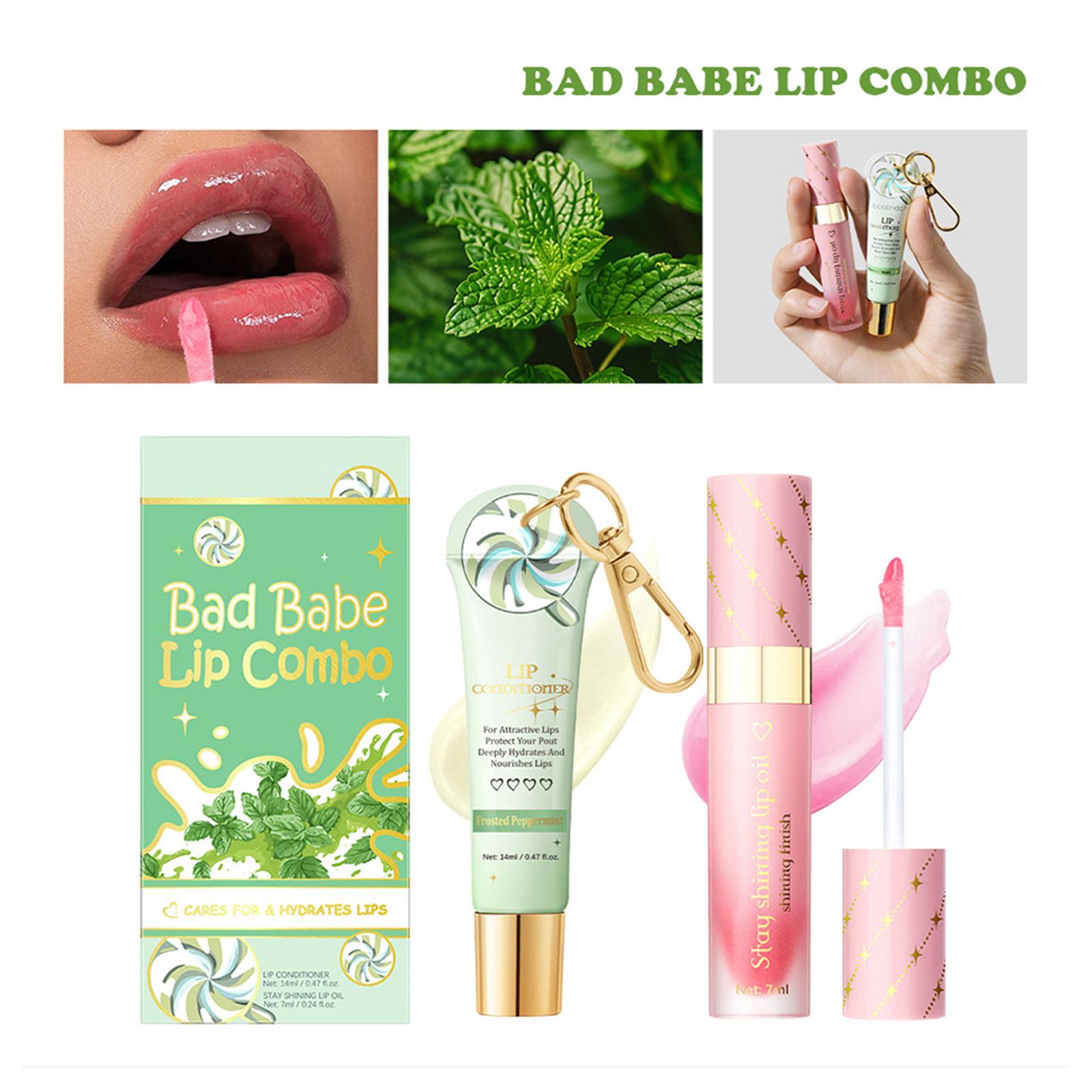 

Lip Care Combo Set, 2 Pcs Lip Balm and Lip Oil with Frosted Peppermint, Long Lasting Moisturizing for Hydrated & Healthy Looking Lips One Size рожевий