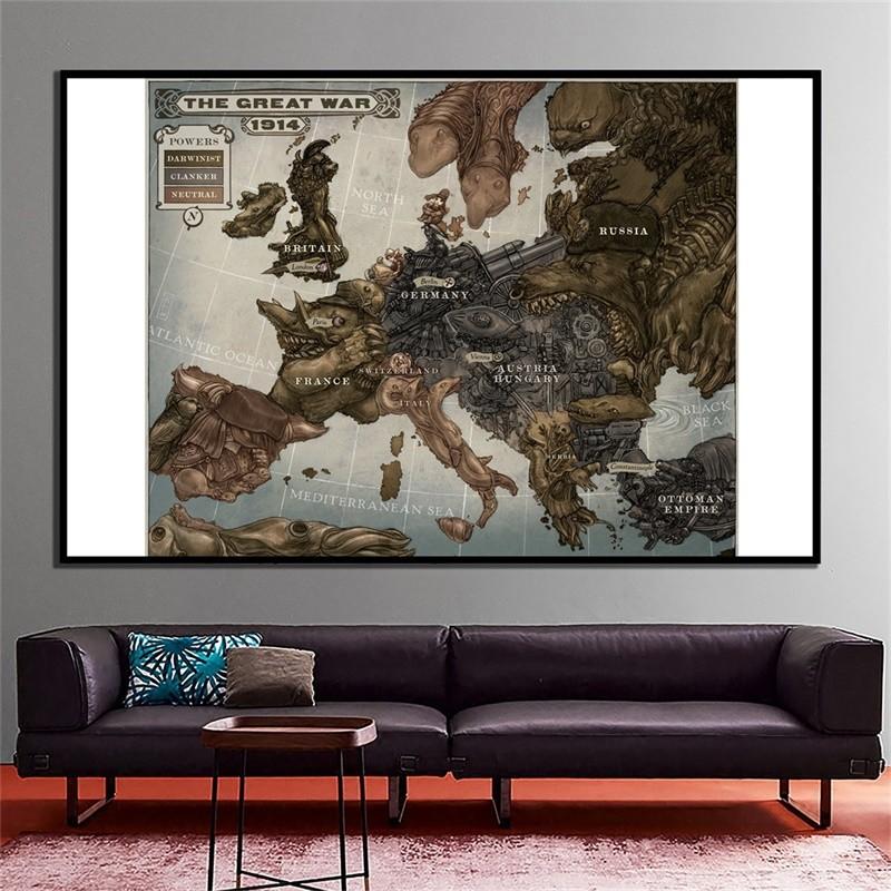 Travel Supplies Vintage The Great War Europe Map Posters Wall Art Picture Paintings Office Home Decor Geographical Tool