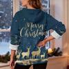 Women's Fashionable Casual Long-Sleeved Christmas Print Fleece-Lined Thick Hooded Sweatshirt