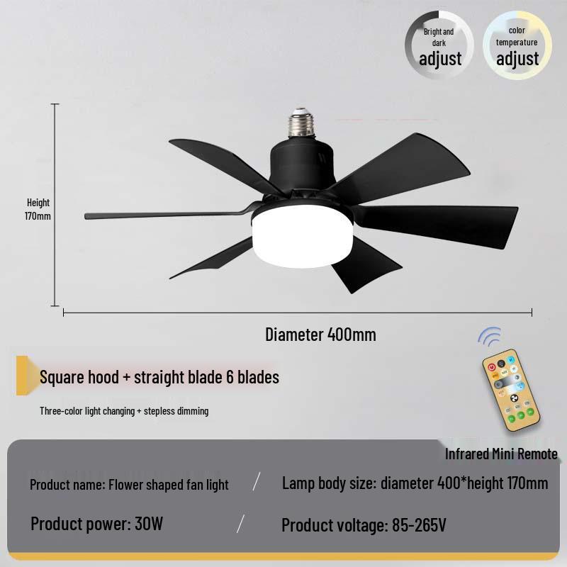 2024 E27 Ceiling Fan Light with Removable Blades for Bedroom and Living Room