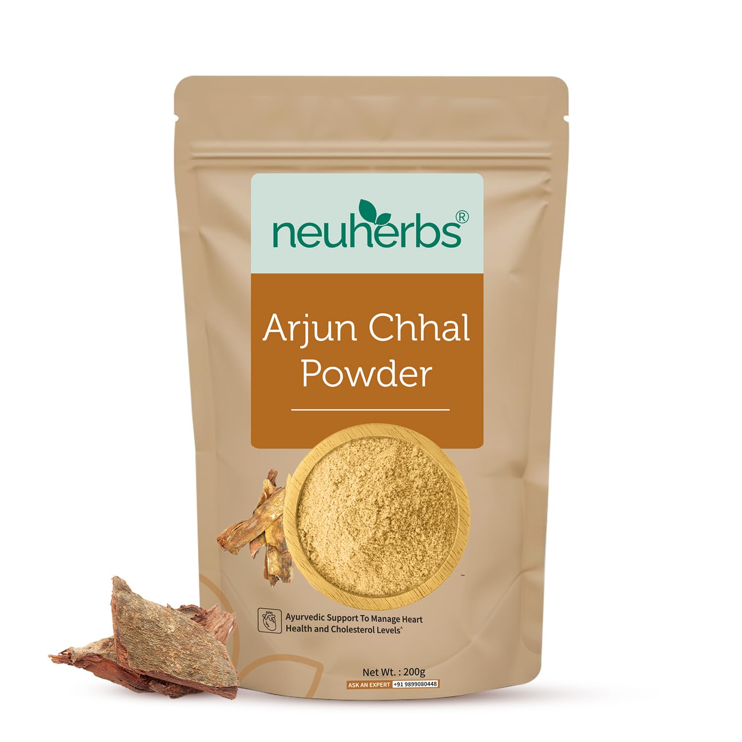 Порошок коры Арджуны Neuherbs 200 г Чистая натуральная антиоксидантная травяная добавка для мужчин и женщин