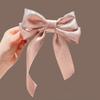 Hairpin French Style Satin Long Ribbon Bow Decor Anti-slip Teeth Back Head Hair Clip Strong Clamping Force Versatile Hair Clip