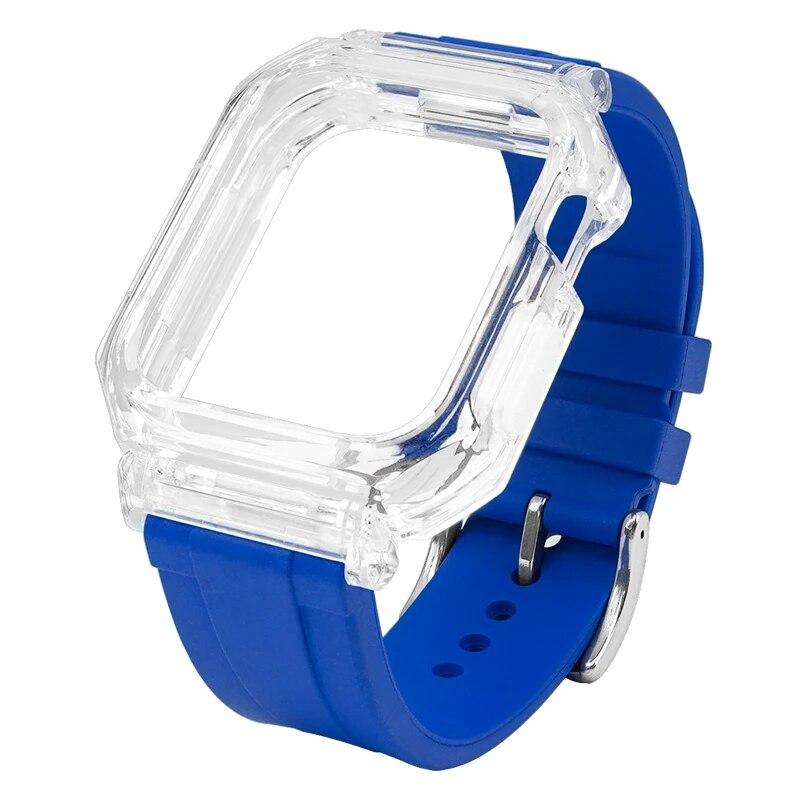 Sports Bracelet For Apple Watch Band 44mm 45mm Mod Kit Rubber Luxury Transparent Silicone Case for Iwatch Series 8 7 6 SE 5 4