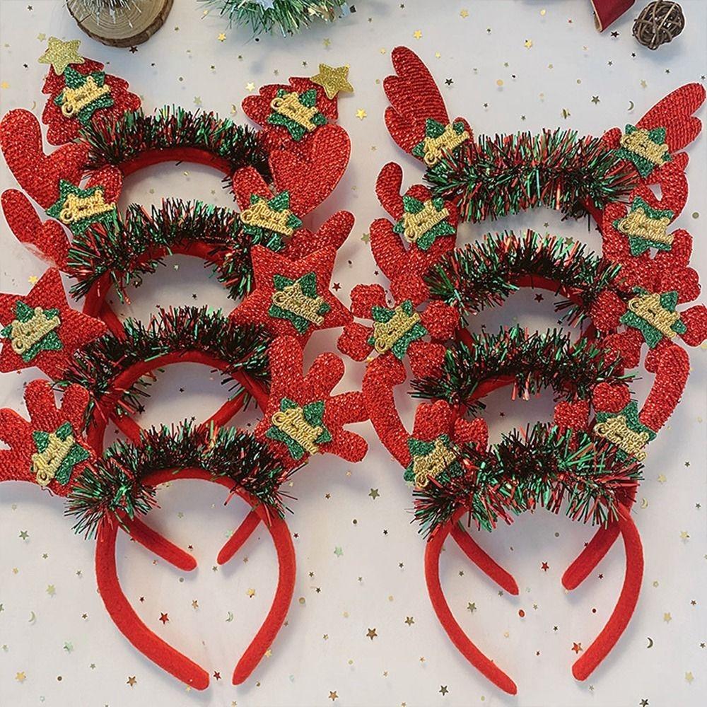 Süßes Party Verkleiden Rentier Weihnachtsmann Elch Weihnachtsmütze Weihnachtsdekoration Geweih Stirnband Damen Haarreif Weihnachts-Stirnband