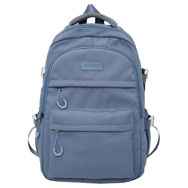 Large Capacity Solid Color Backpack for High School Students, Simple Black Travel Backpack for Middle School Students
