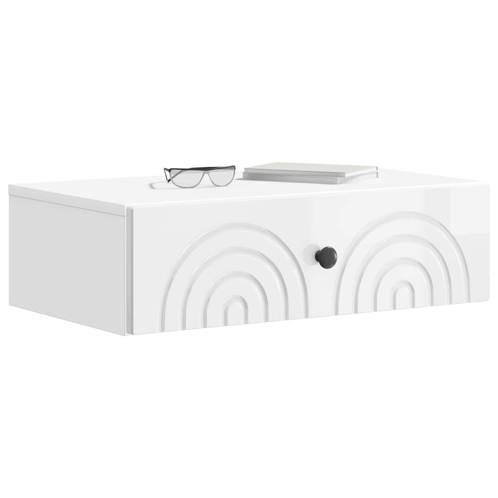 Wall Mounted Side Table High Gloss White 59 x 34.5 x 17 cm