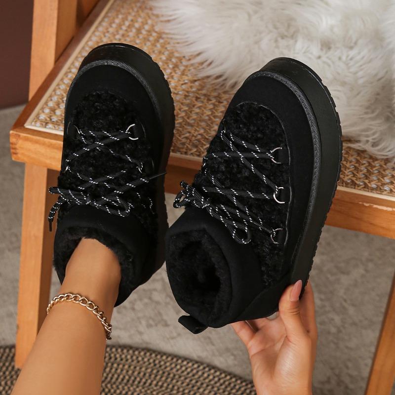 Mode Dam Flats Skor Mocka Nya Päls Mode Ankelstövlar Casual 2025 Trend Vinter Sneakers Kvinna Snöstövlar Promenad Zapatos Mujer