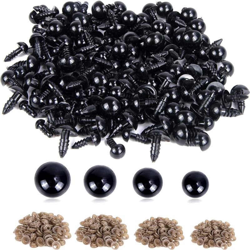 200/100PCS Black Plastic Safety Eyes For Toys Amigurumi Diy Kit Crafts TeddyBear Toy Eye For Doll Decoration Accessories 5-20mm