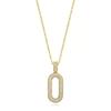 Trendy Oval Rectangle Hoop Zincon Pendant Necklace For Women Stainless Steel Chain Choker Vintage Necklace Female Daily Zircon