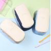 Stylish Macaron Color Canvas Expandable Large Capacity Pencil Case With Dual Zippers