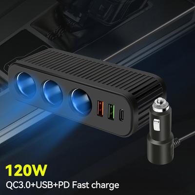 12V/24V 120W többfunkciós autós szivargyújtó gyorstöltő PD QC USB gyorstöltő hálózati adapter töltő aljzat