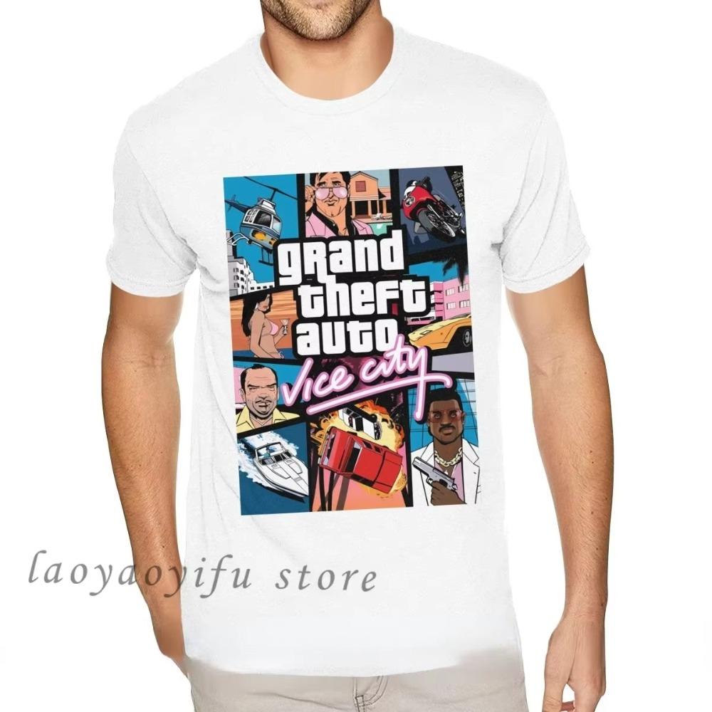 Spiel Vice City T-Shirt GTA Grafik T-Shirts Shirt Herren Lässig Grafik Übergroßes T-Shirt Ropa Hombre Camisetas