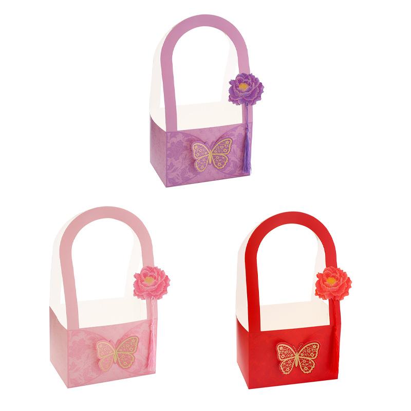 3Pcs/Set Butterfly Flower Box Carton Bouquet Wedding Party Decoration Flower Basket Gift Bag Valentine's Day Packaging Handheld