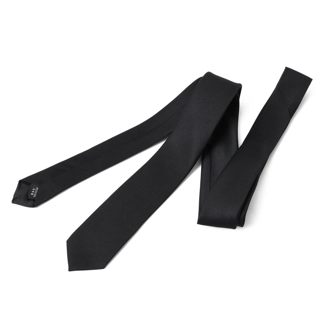 Rachel Narrow Tie, Slim Tie, Made In Japan, Black, Solid Color, Washable, Slim Fit, Glossy Finish (Black)