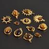 5pcs Real Natural Stone Tiger Eye Charm Sun Eye Oval Boho Pendant Gold Color Stainless Steel Pendants For Jewelry Making Finding