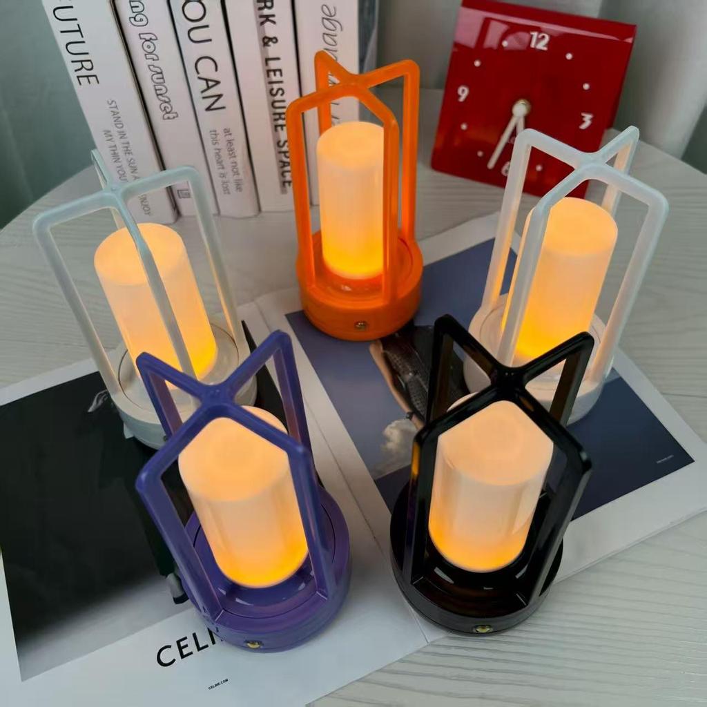 Creative Macaron Color LED Table Lamp: USB Rechargeable, Plug-in, Portable Camping & Cartoon Atmosphere Night Light