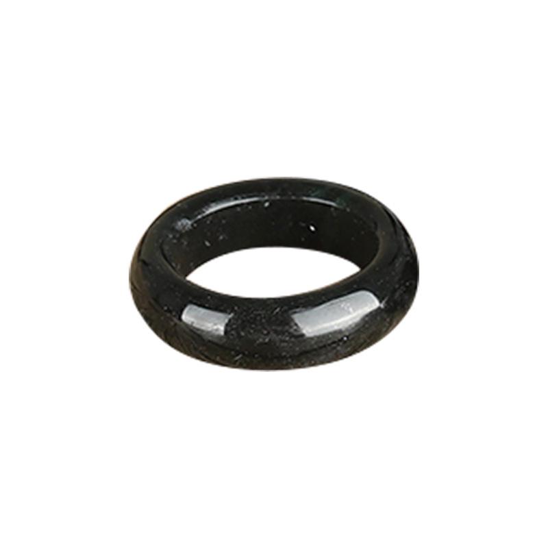 Tibetan Snake Pattern Jade Ring – Dark Green Ethnic Carved Band