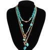 Retro Beaded Geometry Turquoise Necklace Adjustable Length Neckchain Women's Fashion Accessories for Casual Occasions