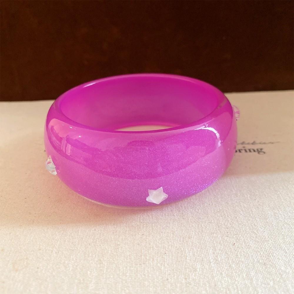 Circle Geometric Aurora Dopamine Bangle Resin Smudging Retro Hand Ring Women Wide Bracelet Gift