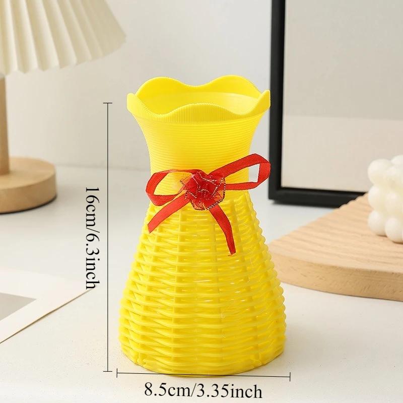 Moderne Plastik-Blumenvase Wasserwellen-Blumentopf 1/2 Stück Körbe Ästhetische Raumdekoration Wohnzimmerdekorationen Ornamente Jarron