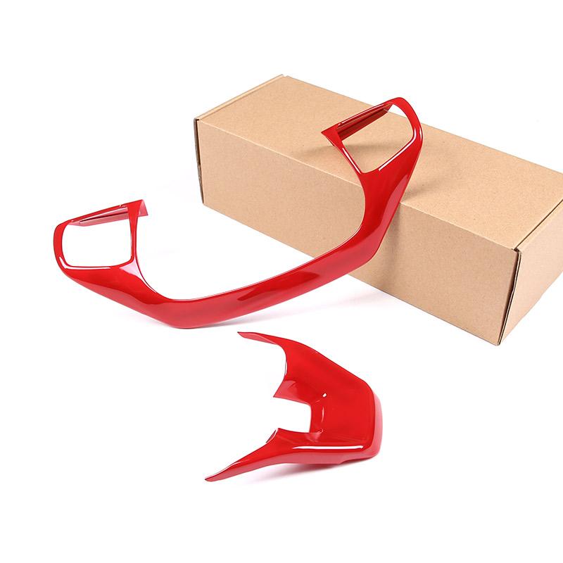 

ABS Red/Carbon Fiber For Ford Maverick -2024 Car Steering Wheel Large Frame Button Frame Decoration Sticker Car Accessories червоний